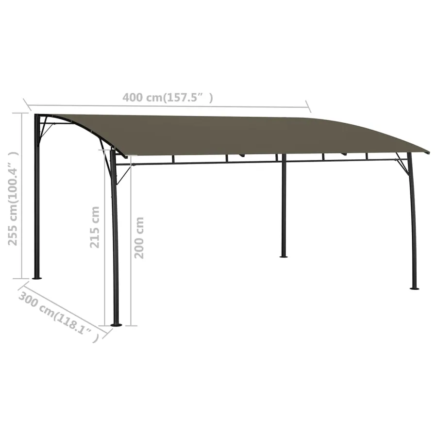 Auvents parasols 4 x 3 x 2,55 m Taupe - 6