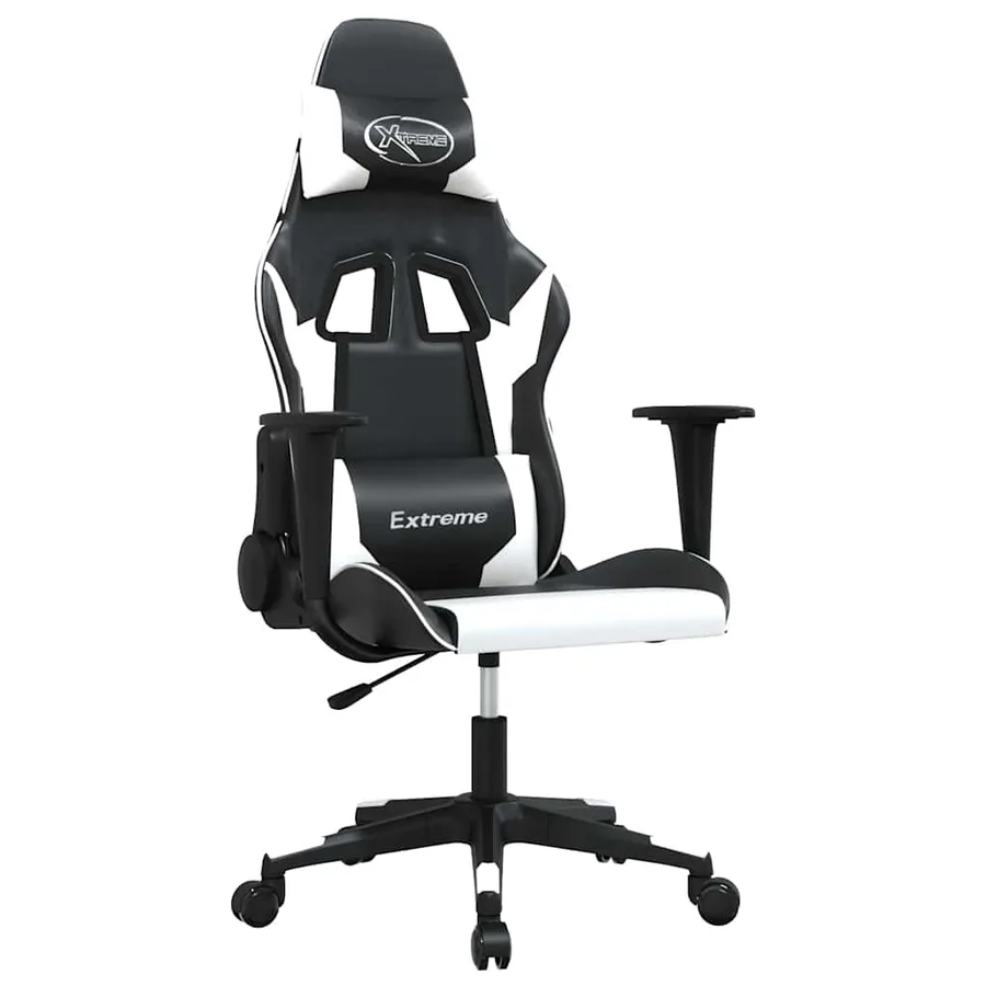 Chaise de jeu de massage Noir et blanc Similicuir - 2