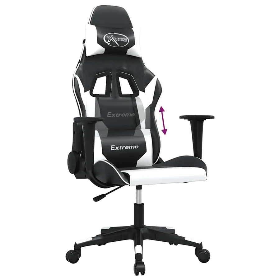 Chaise de jeu de massage Noir et blanc Similicuir - 6