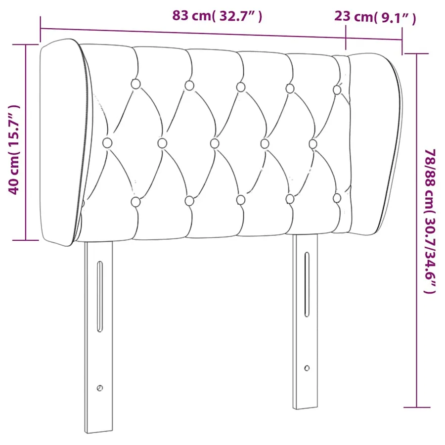 Tête de lit avec oreilles Bleu foncé 83x23x78/88 cm Velours - 9