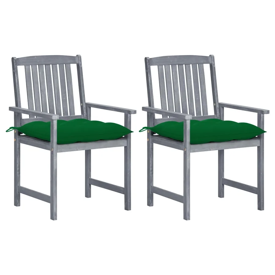Chaises de jardin et coussins lot de 2 Gris Bois acacia massif