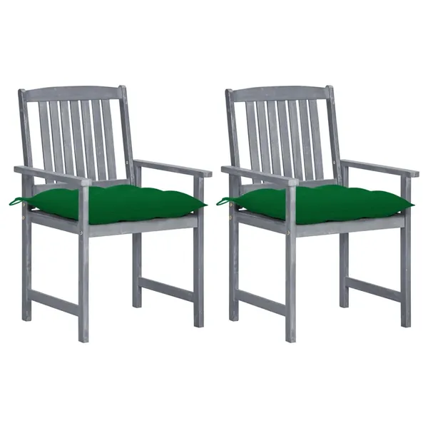 Chaises de jardin et coussins lot de 2 Gris Bois acacia massif