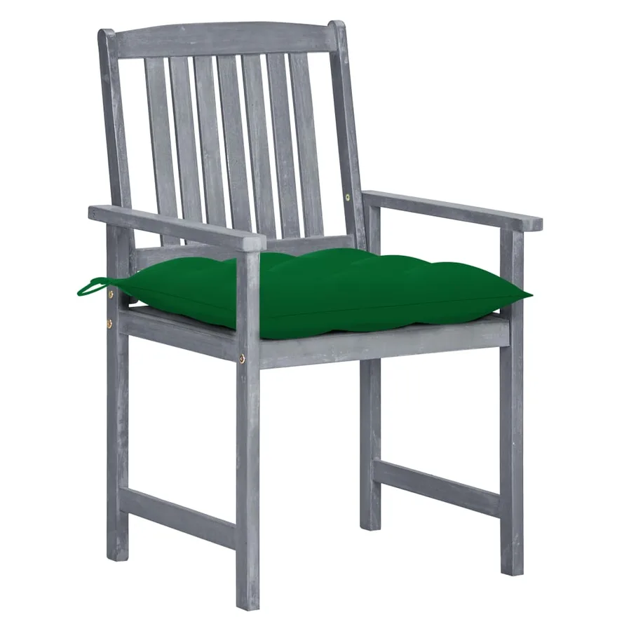 Chaises de jardin et coussins lot de 2 Gris Bois acacia massif - 2