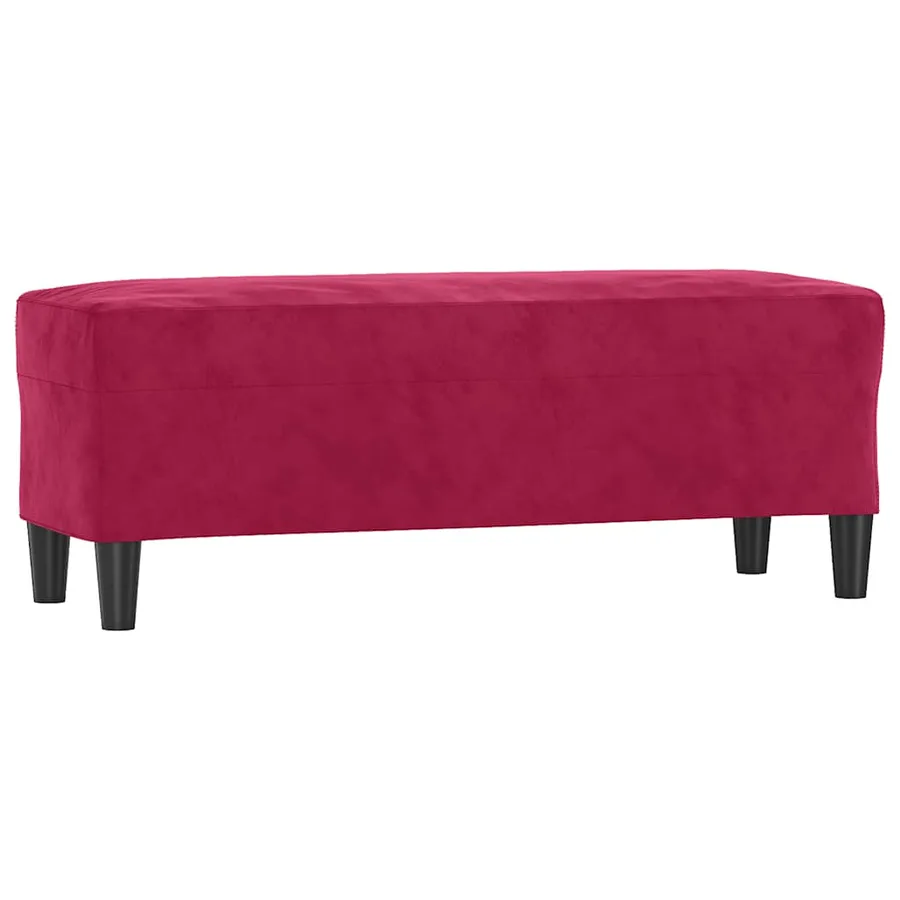 Banc Rouge bordeaux 100x35x41 cm Velours - 2