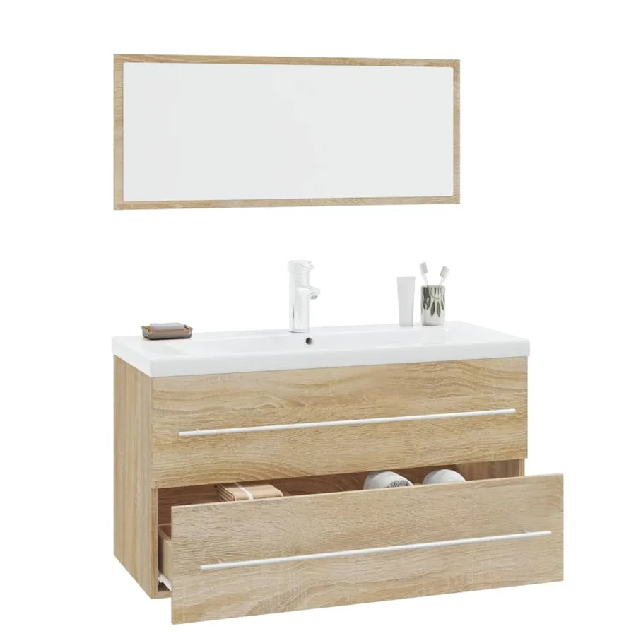 Ensemble de meubles de salle de bain 3 pcs Chêne sonoma - 3