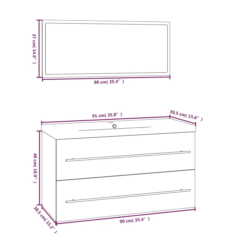 Ensemble de meubles de salle de bain 3 pcs Chêne sonoma - 9