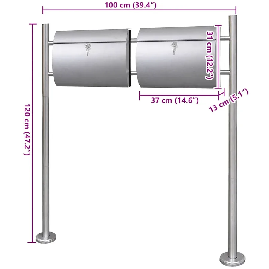 Double boîte à lettre sur support en acier inoxydable - 7