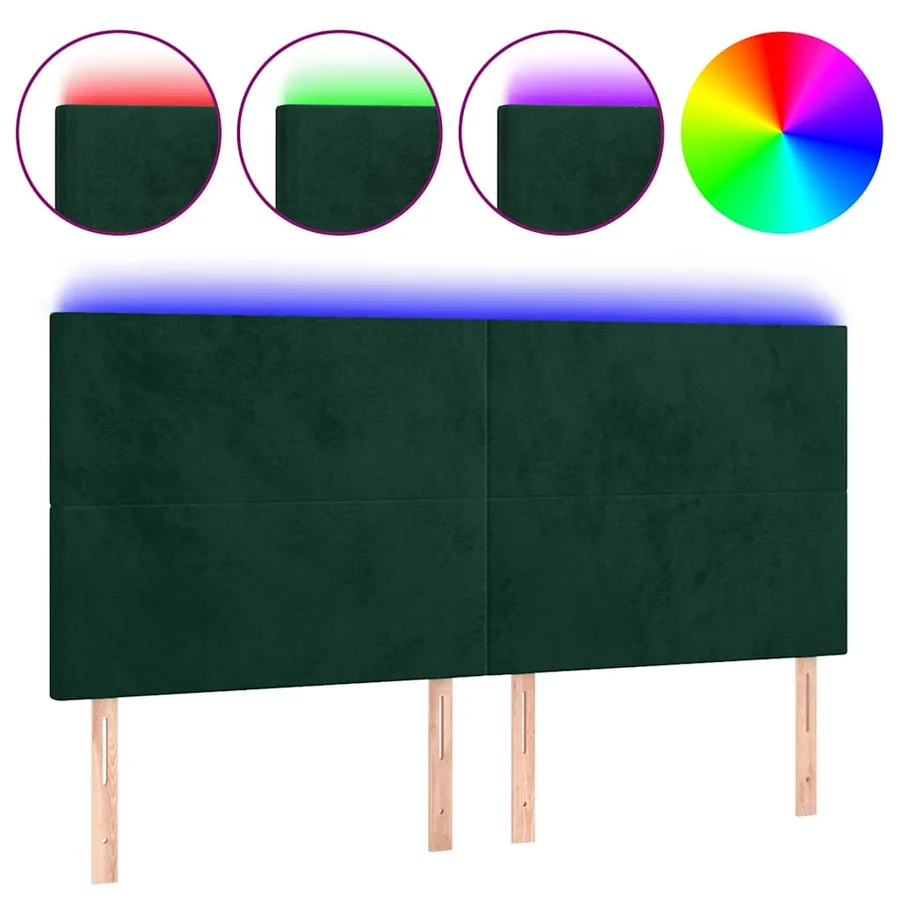 Tête de lit à LED Vert foncé 200x5x118/128 cm Velours - 2