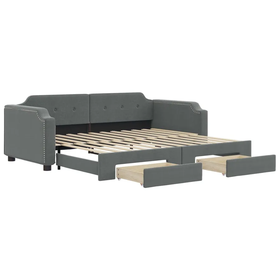 Lit de jour avec gigogne et tiroirs sans matelas 100x200 cm - 2