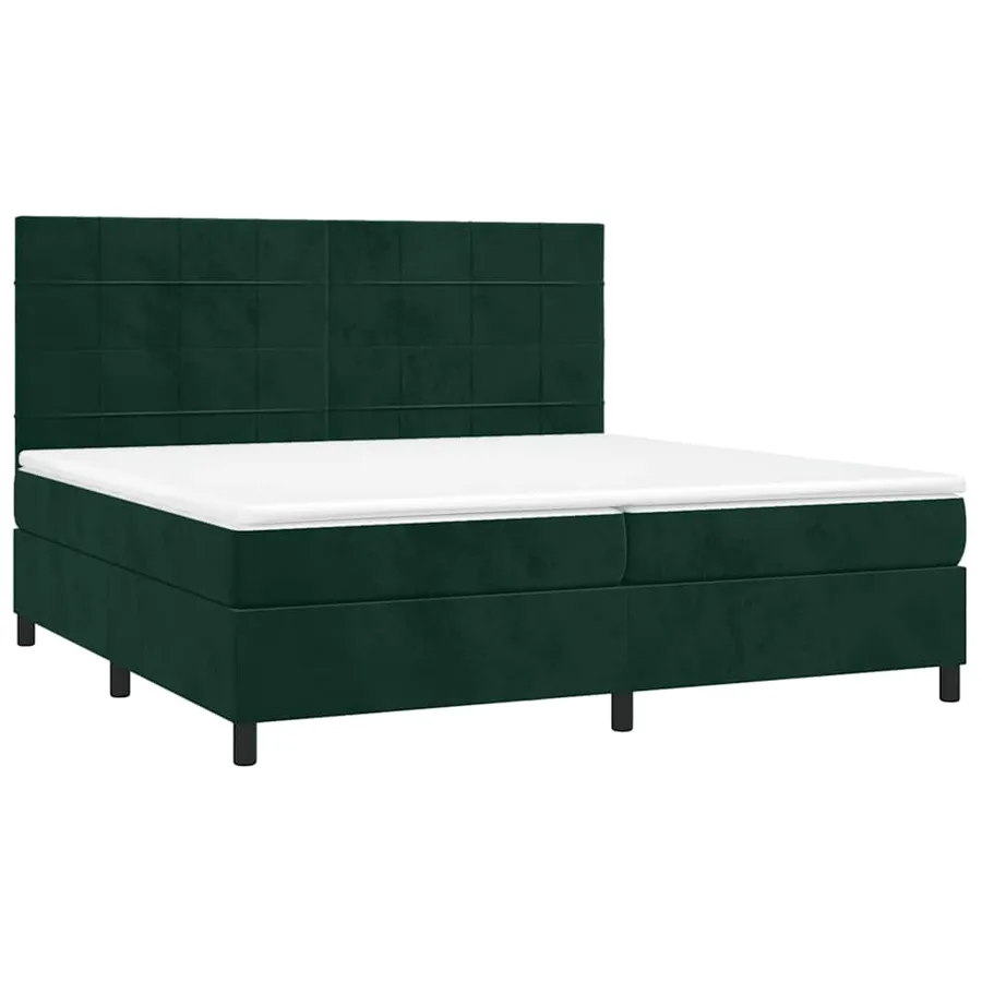 Sommier à lattes de lit matelas et LED Vert foncé 200x200 cm - 3