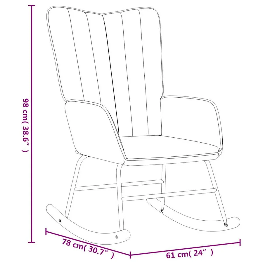 Chaise à bascule avec repose-pied Rose Velours - 10