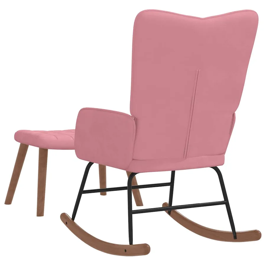Chaise à bascule avec repose-pied Rose Velours - 5