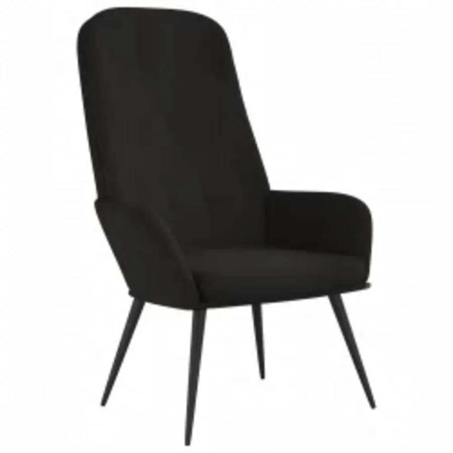 Chaise de relaxation avec repose-pied Noir Velours - 4