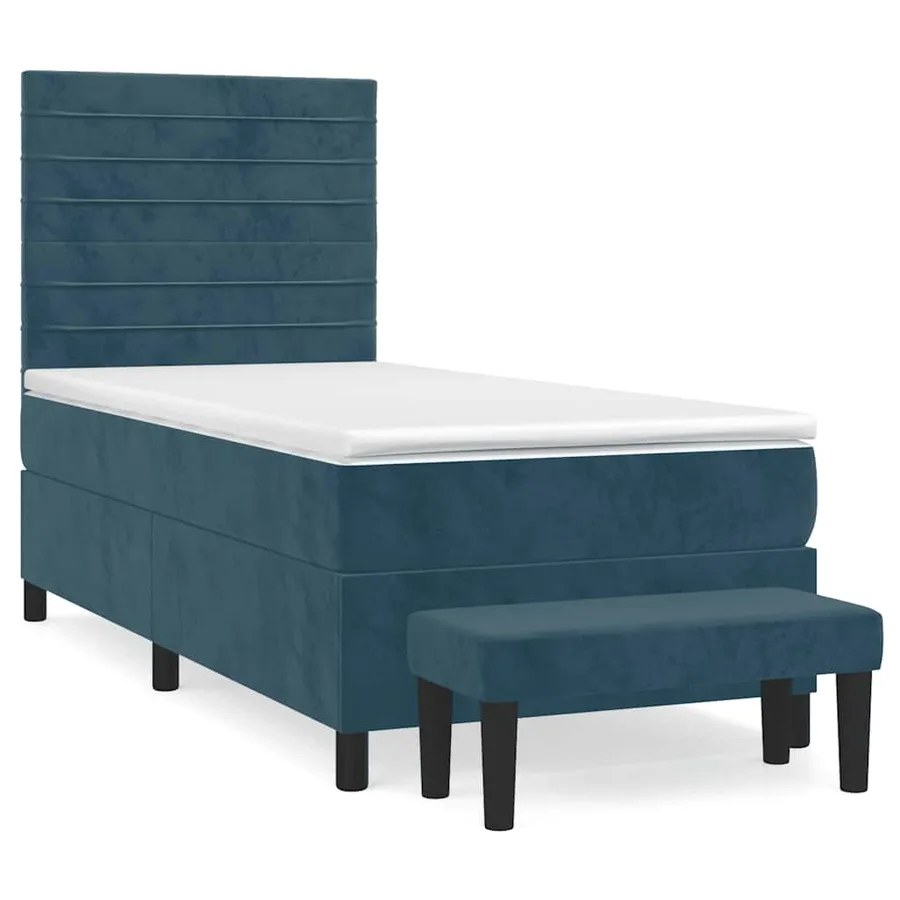 Sommier à lattes de lit avec matelas Bleu foncé 90x200 cm - 2