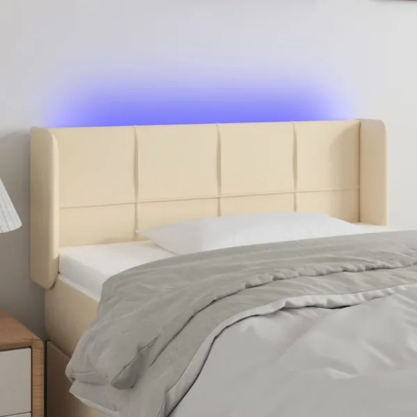 Tête de lit à LED Crème 83x16x78/88 cm Tissu