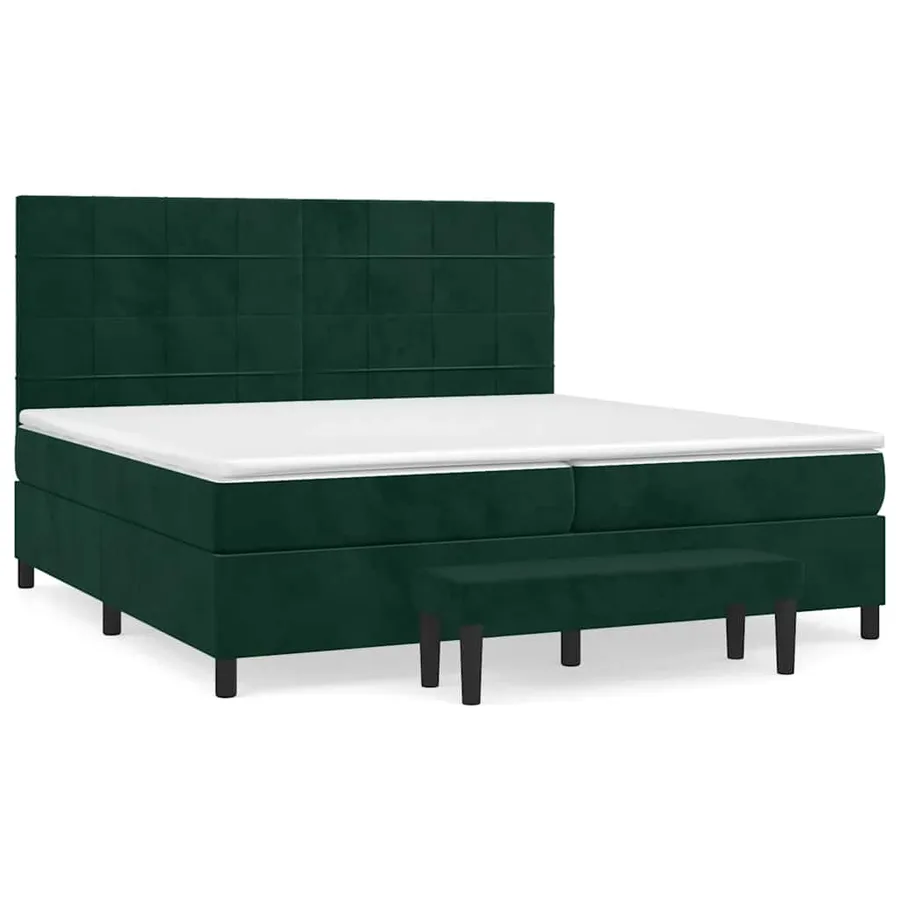 Sommier à lattes de lit et matelas Vert foncé 200x200cm Velours - 2