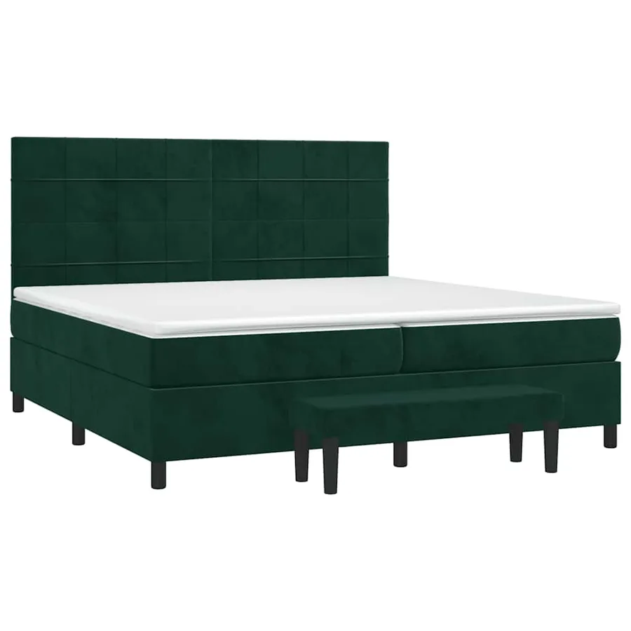 Sommier à lattes de lit et matelas Vert foncé 200x200cm Velours - 3