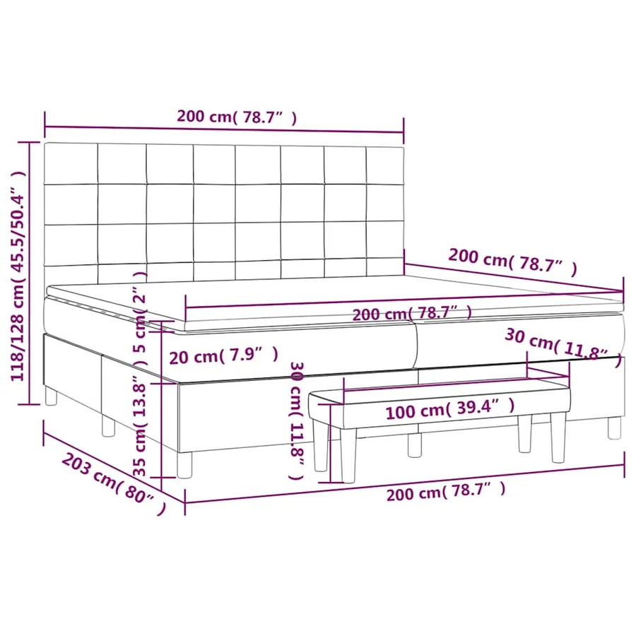 Sommier à lattes de lit et matelas Vert foncé 200x200cm Velours - 9