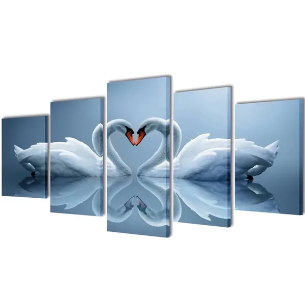 Set de toiles murales imprimées Cygnes 100 x 50 cm