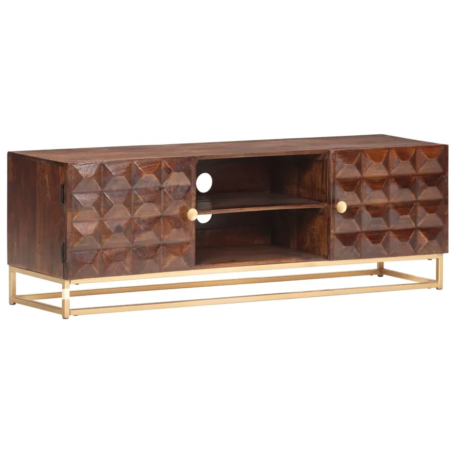 Meuble TV 124 x 29 x 45 cm en bois de manguier massif - 12