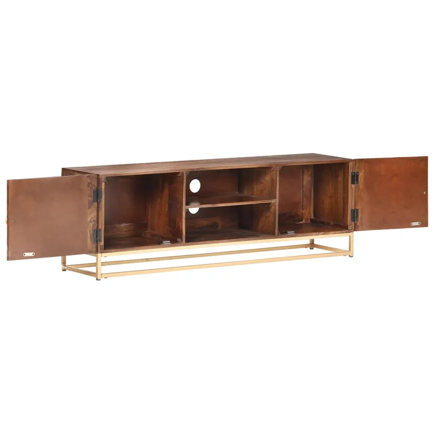 Meuble TV 124 x 29 x 45 cm en bois de manguier massif - 2