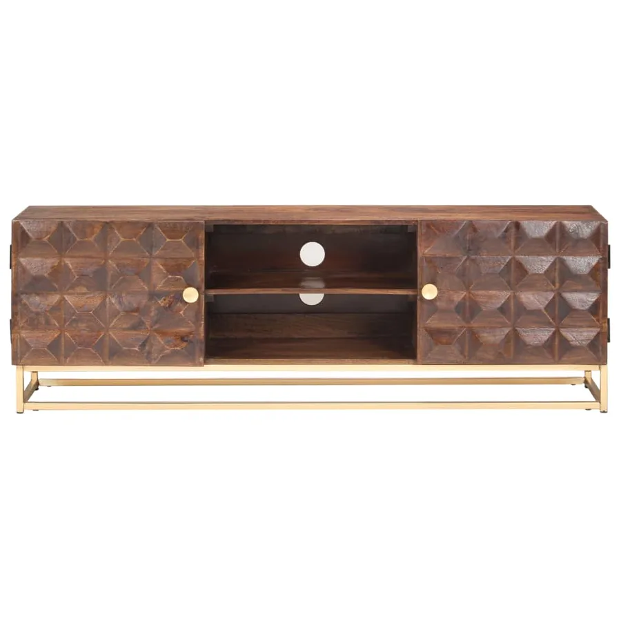 Meuble TV 124 x 29 x 45 cm en bois de manguier massif - 3