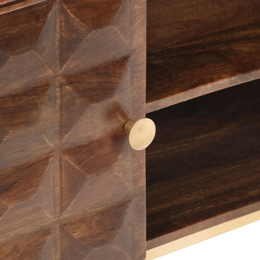 Meuble TV 124 x 29 x 45 cm en bois de manguier massif - 5
