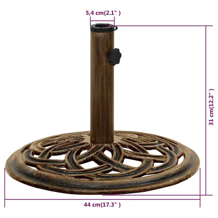 Socle de parasol Bronze 44x44x31 cm Fonte - 9