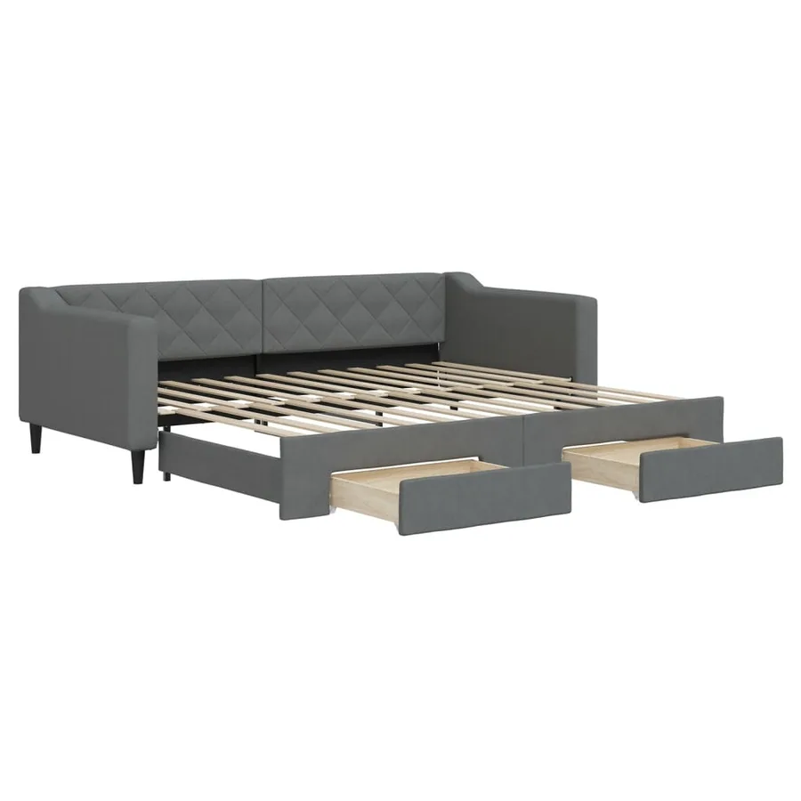 Lit de jour avec gigogne et tiroirs sans matelas 90x200 cm - 2