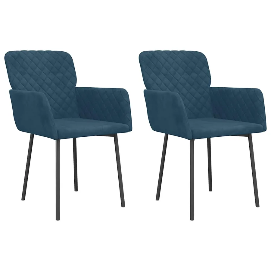 Chaises à manger lot de 2 Bleu Velours - 2