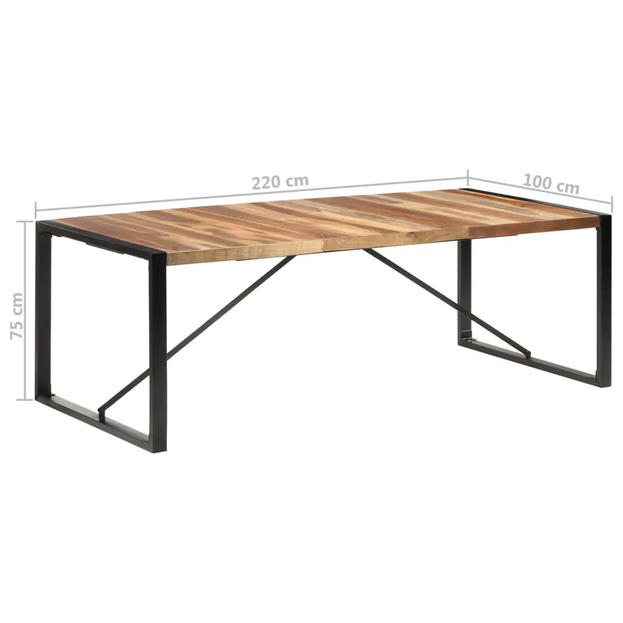 Table à manger 220x100x75 cm bois massif - 6