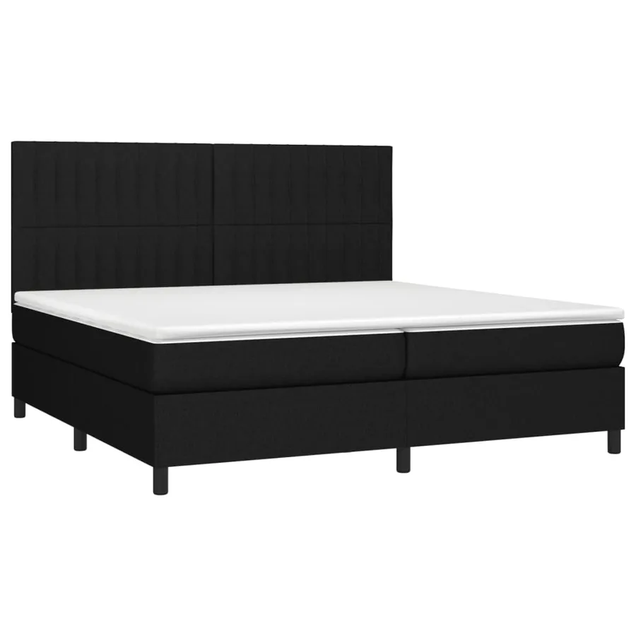 Sommier à lattes de lit avec matelas Noir 200x200 cm Tissu - 3