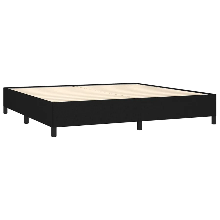 Sommier à lattes de lit avec matelas Noir 200x200 cm Tissu - 4
