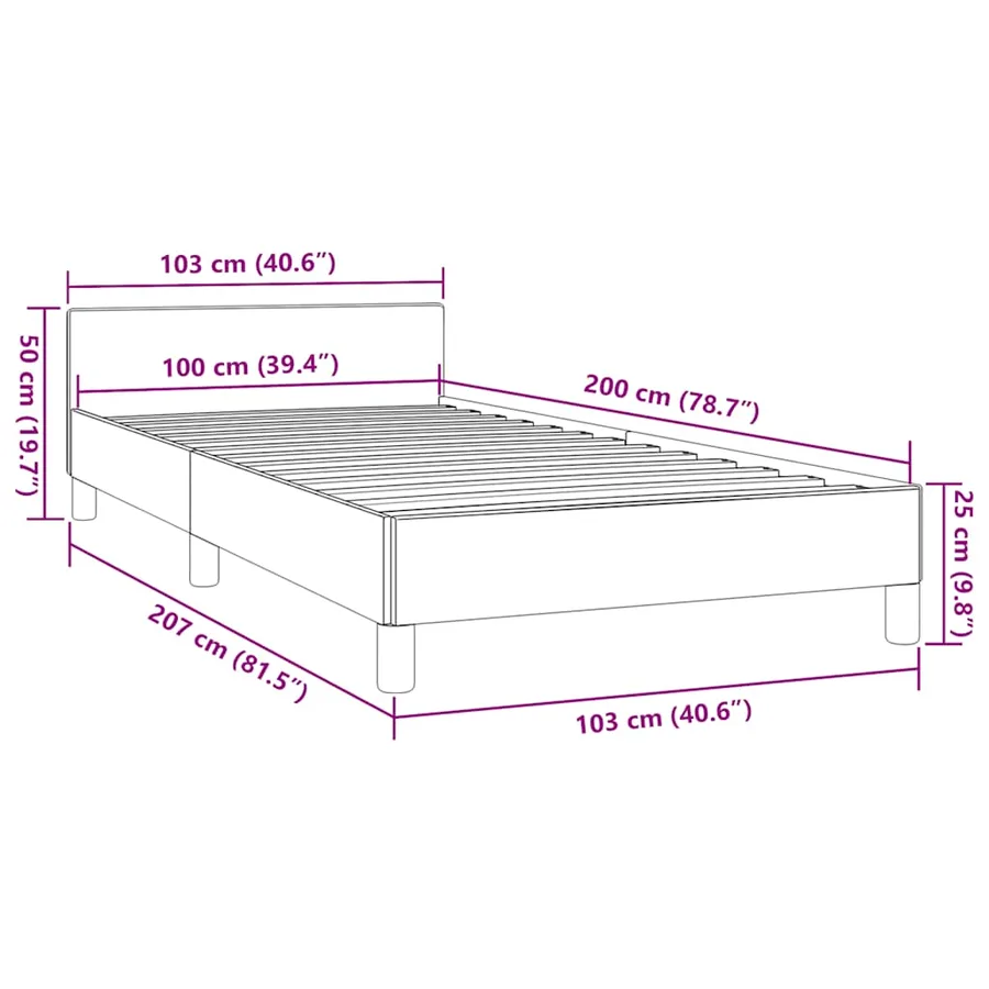 Cadre de lit sans matelas vert 100x200 cm tissu - 9