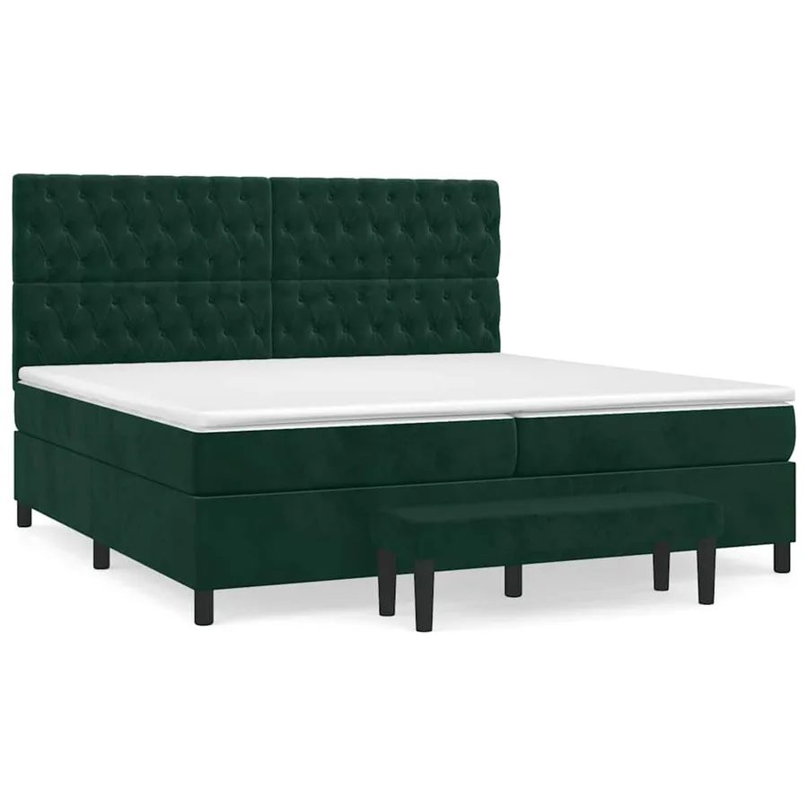 Sommier à lattes de lit et matelas Vert foncé 200x200cm Velours - 2
