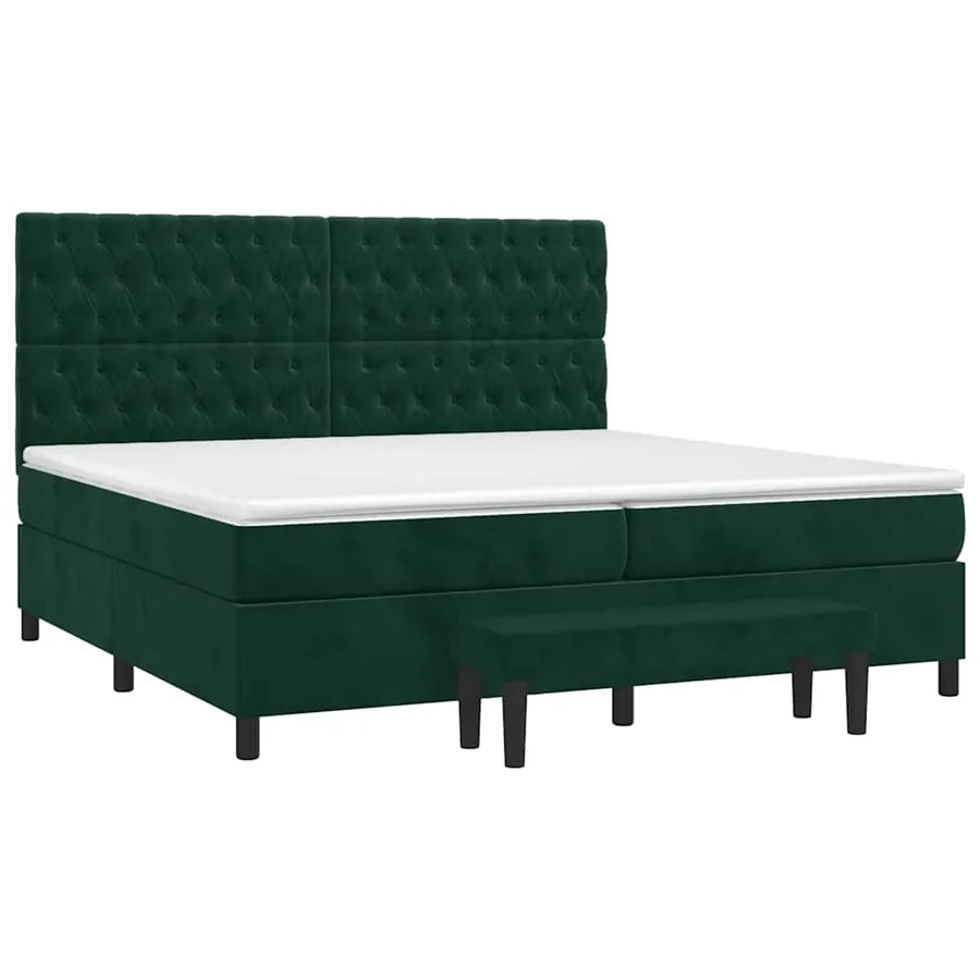 Sommier à lattes de lit et matelas Vert foncé 200x200cm Velours - 3