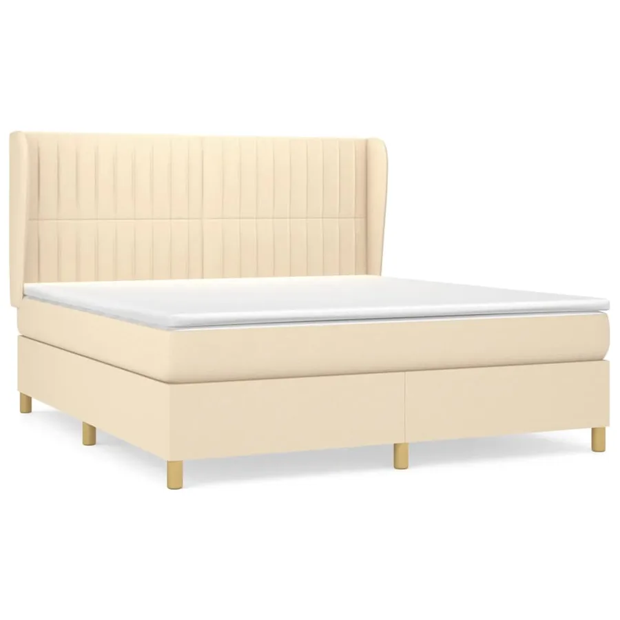 Sommier à lattes de lit avec matelas Crème 160x200 cm Tissu - 2