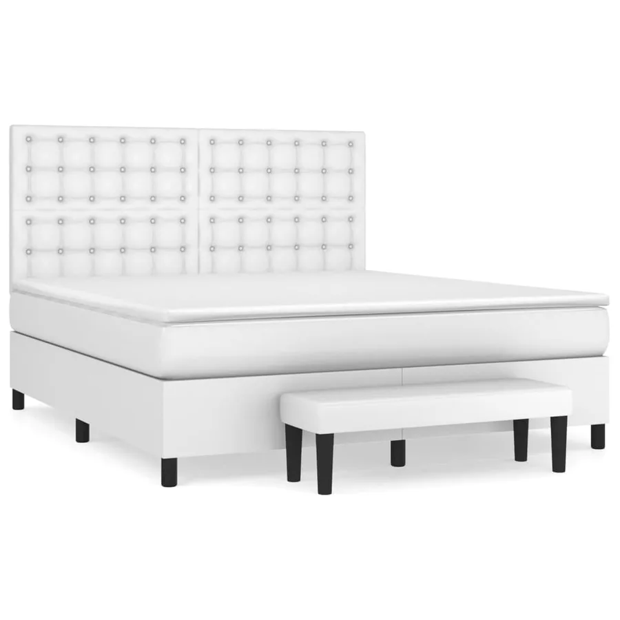 Sommier à lattes de lit avec matelas Blanc 180x200cm Similicuir - 2