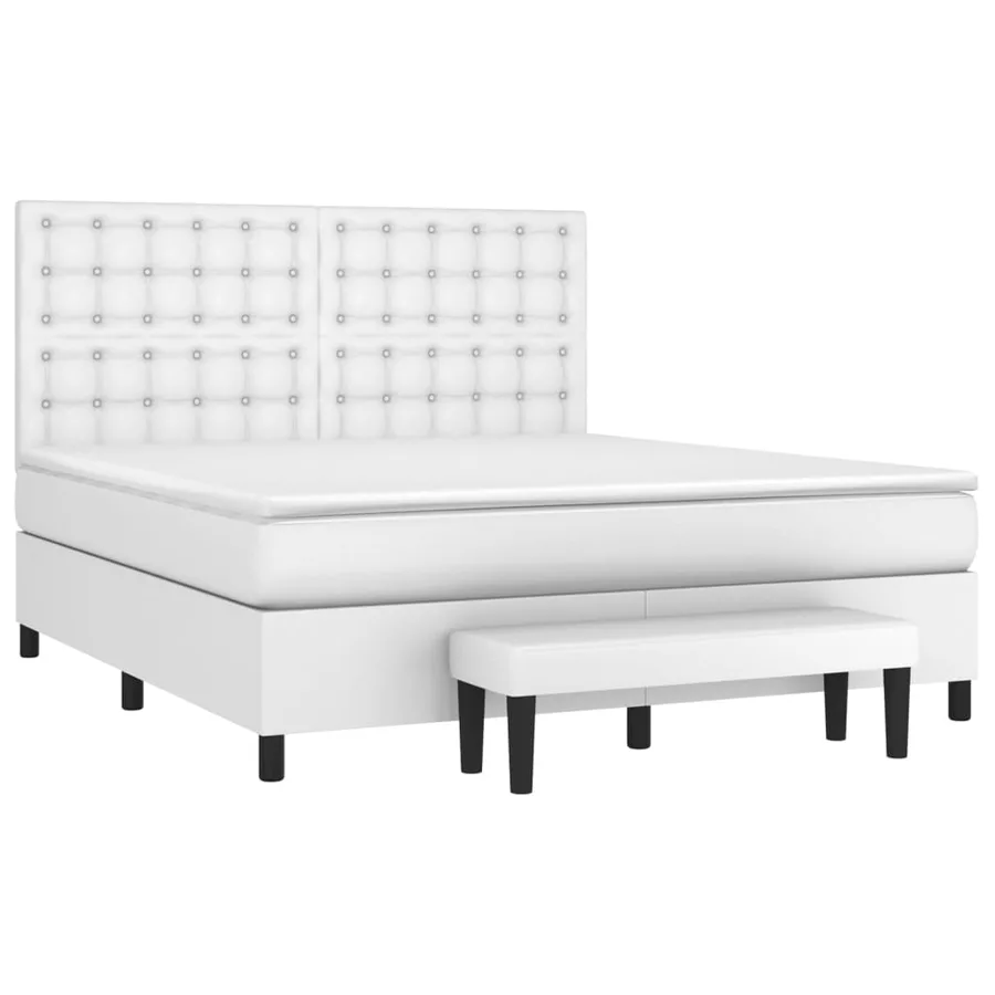 Sommier à lattes de lit avec matelas Blanc 180x200cm Similicuir - 3