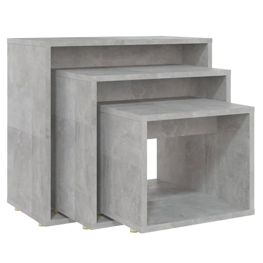 Tables gigognes 3 pcs Gris béton Aggloméré - 2