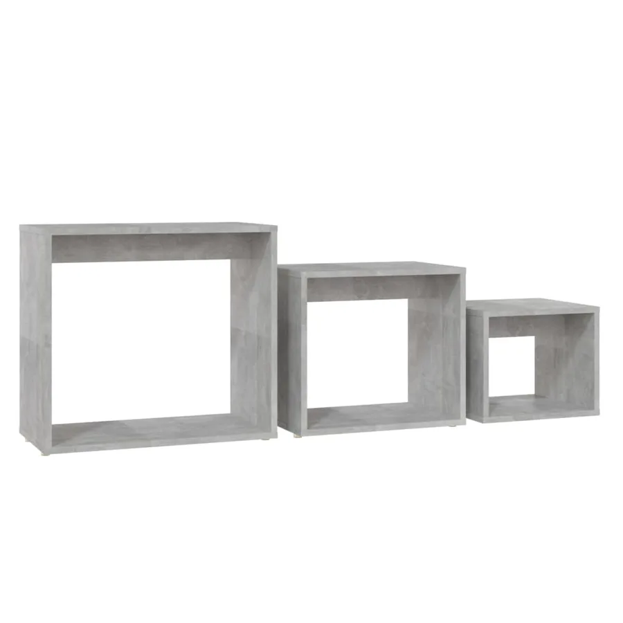 Tables gigognes 3 pcs Gris béton Aggloméré - 5