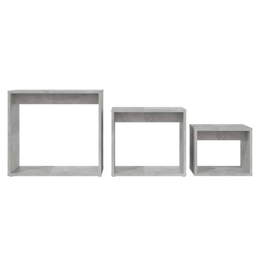 Tables gigognes 3 pcs Gris béton Aggloméré - 6