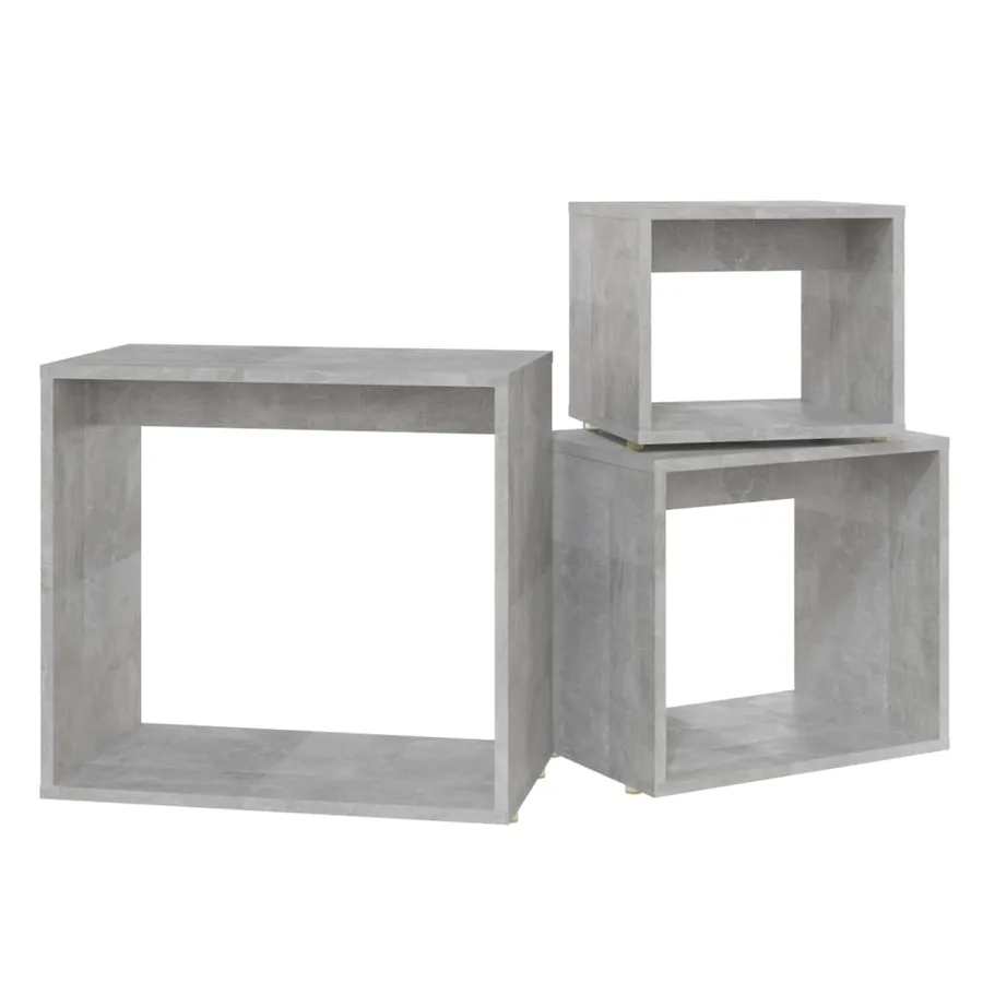 Tables gigognes 3 pcs Gris béton Aggloméré - 7