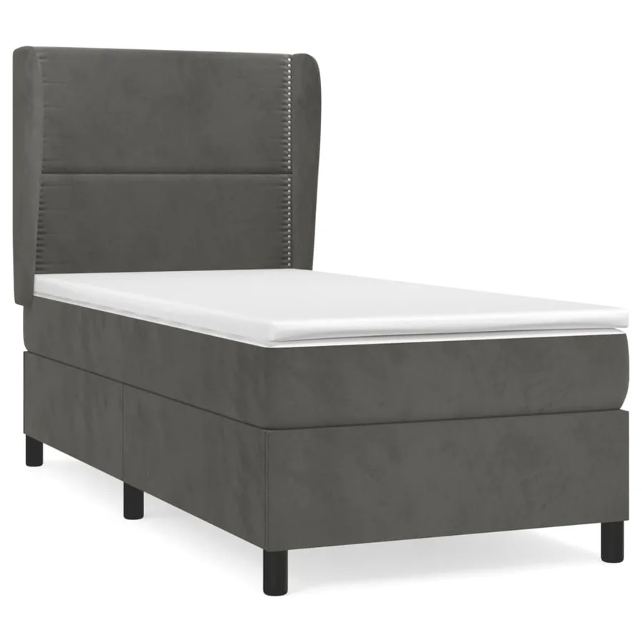 Sommier à lattes de lit et matelas Gris foncé 90x190 cm Velours - 2