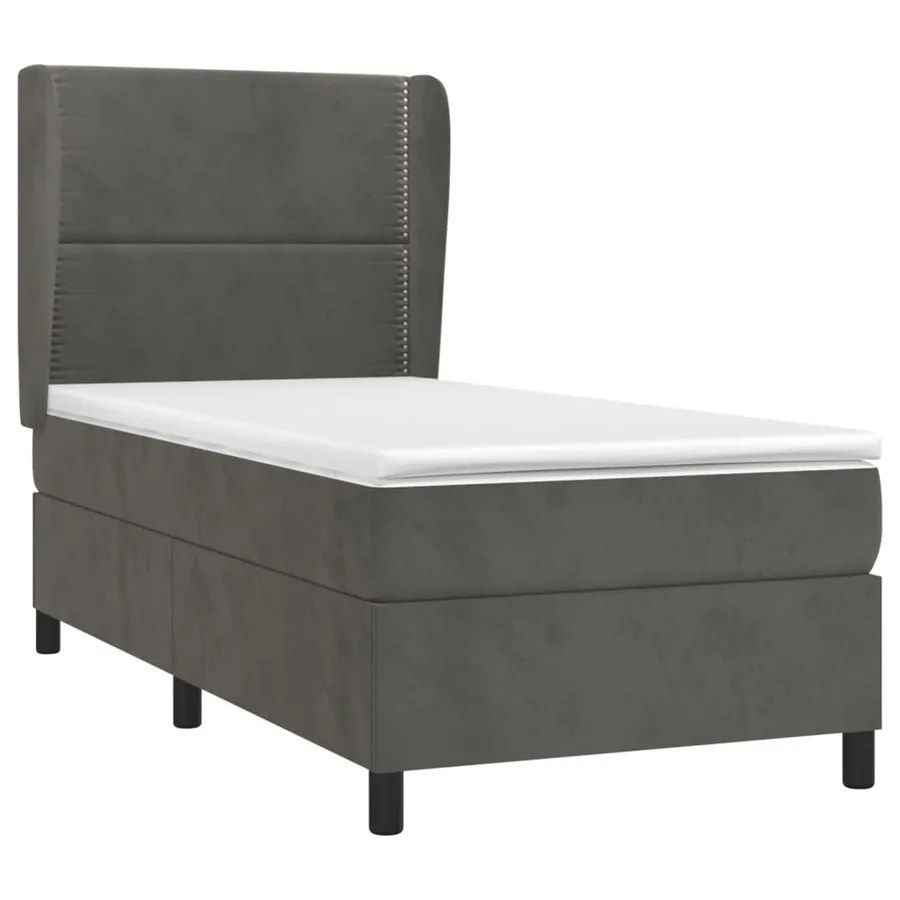 Sommier à lattes de lit et matelas Gris foncé 90x190 cm Velours - 3