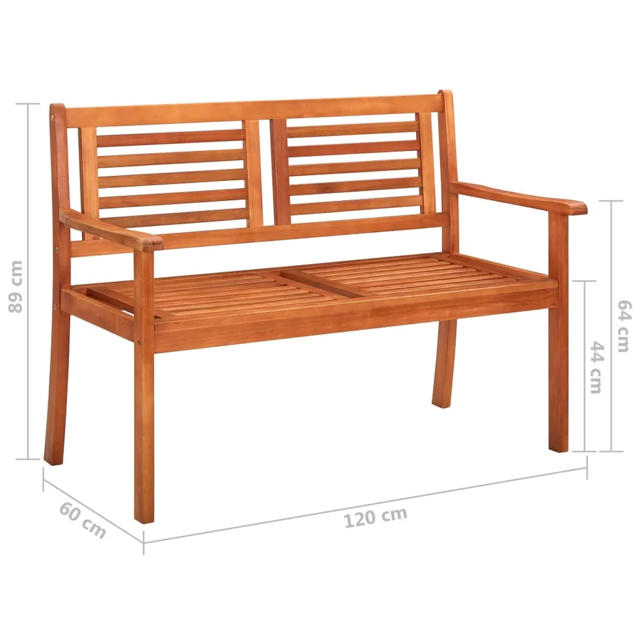 Banc de jardin 2 places avec coussin 120 cm Bois d'eucalyptus - 10