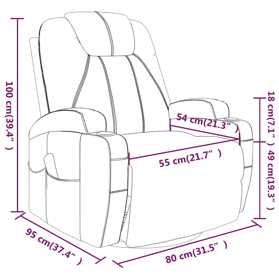 Fauteuil à bascule de massage Anthracite Similicuir - 9