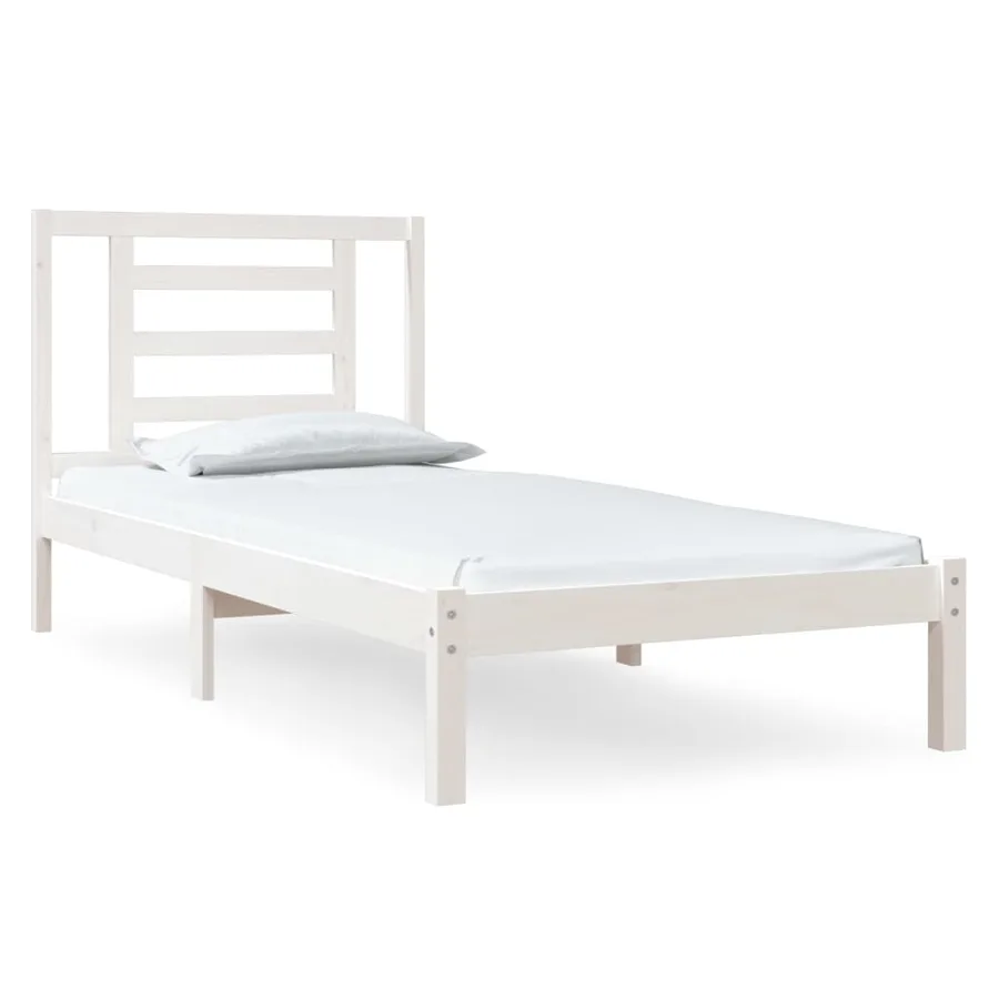 Cadre de lit sans matelas blanc 90x190 cm bois de pin massif - 2