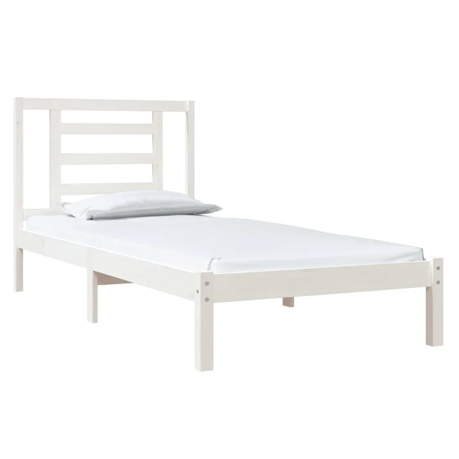 Cadre de lit sans matelas blanc 90x190 cm bois de pin massif - 3