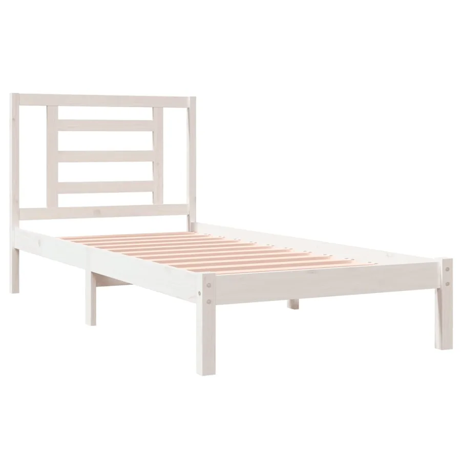 Cadre de lit sans matelas blanc 90x190 cm bois de pin massif - 4